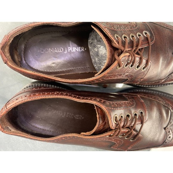 Donald J PLiner EVEB-SXSX Men\'s Wingtip Dress Shoes Size 9.5 EU 9 Leather Cognac main image 7